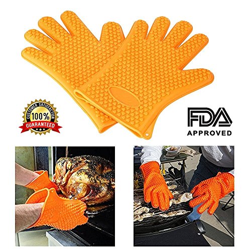 Soledi Silicone Gloves Heat Resistant Grilling Gloves Mitts for Cooking Baking Barbecue