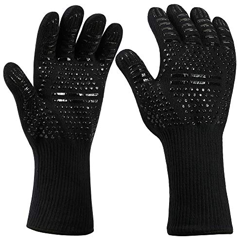 FREESOO BBQ Grill Gloves 1472℉ Heat Resistant Silicone Oven Gloves Heat-Insulated Cooking Mitt for Barbecue BakingSmoker