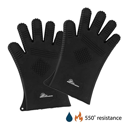 Silicone Barbecue Gloves Heat Resistant Gloves Fits Any Hand BBQ Gloves Hot Oven Mitts Charcoal Grill Smoking Barbecue Gloves for Grilling Meat Gloves Insulated Waterproof - BBQ Dragon