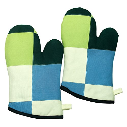 Chess Game Heat Resistant Patchwork Micro-Oven GlovesCanvas Mitts 2-Pack