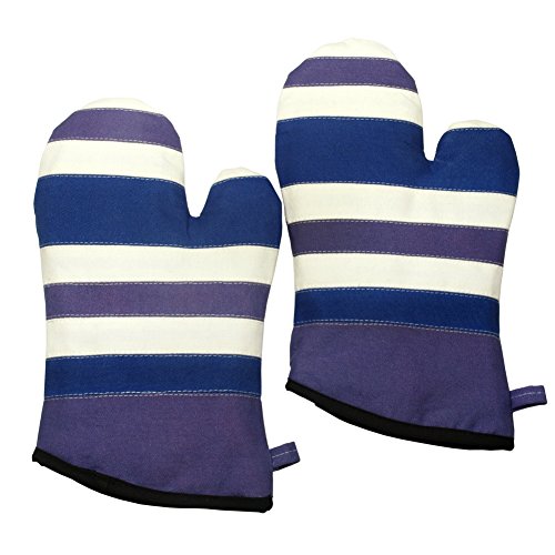 Violet Circle Heat Resistant Patchwork Micro-Oven GlovesCanvas Mitts 2-Pack