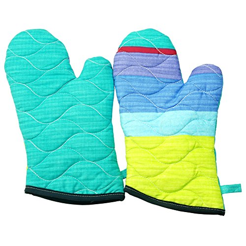 green Lake Cotton Quilting Heat Resistant Glovesmitts For Micro-oven 2-pack