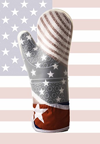 Heat Resistant Silicone Oven Mitt Or Pot Holder - Silicone Glove American Theme Flag white Stars
