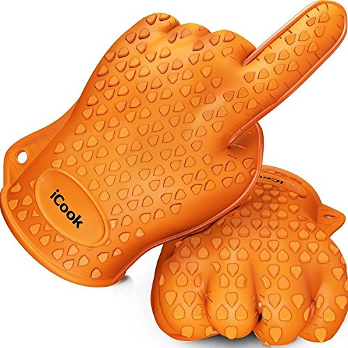[2015 Version] Silicone Bbq Oven Cooking Gloves, Heat Resistant Grill Gloves And Pot Holders - High Temperature