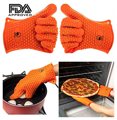 2 Silicone BBQ Gloves Heat Resistant Pot Holder Grill Kitchen Cook Oven Mitt USA