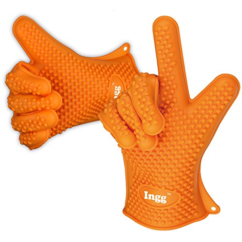Ingg Heat Resistant Silicone Gloves For Cooking Grill Barbecue Baking Smoking&amppotholder-2 Colorsorange