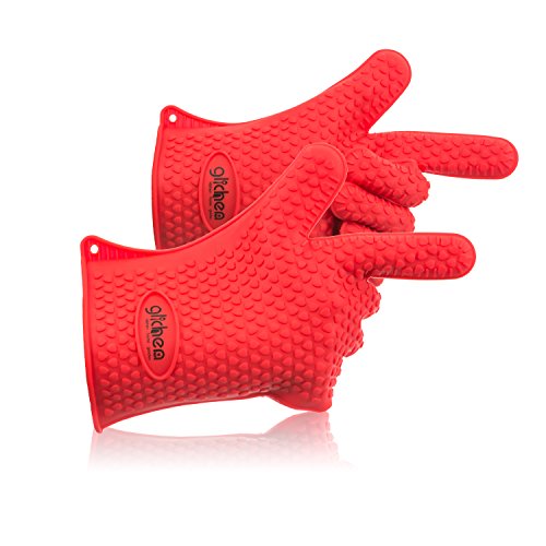 1 Best Value - 2 High Heat Resistant Silicone Cooking Gloves - Better Than Oven Mitts - Included Is A Free Ebook