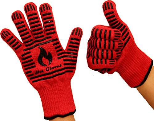 54 OFF HOT GLOVES - Extreme Heat Resistant Cooking Gloves - Premium Quality - Oven Gloves - BBQ Gloves 2 Gloves - Red  Bonus Premium BBQ Recipes Cookbook