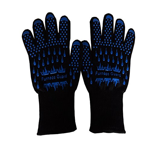 Bbq Grill Heat Resistant Cooking Oven Gloves pair - Up To 932&degf Kevlar Nomex Aramid Protection With Non-slip