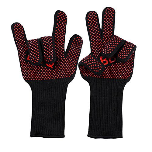 Oven Gloves OUTAD Extreme Cool Heat Resistant Un-slip BBQ Grilling Cooking Gloves for Oven baking Cooking Barbeque Smoking Home and Kitchen Tools
