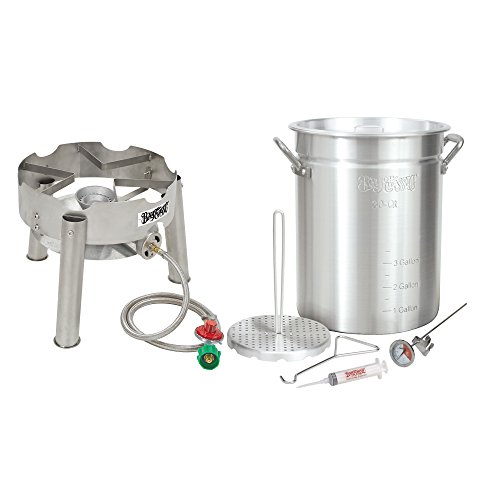 Bayou Classic Complete Deluxe Turkey Fryer Kit Aluminin Pot Low Profile SS burner