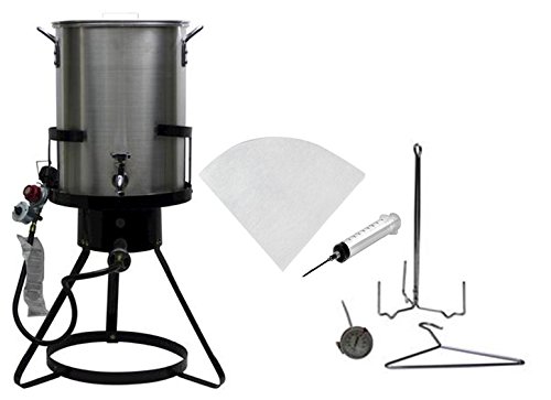 Outdoor Heavy Duty 50000 BTU Propane 30 Quart Deep Turkey Fryer with Pot Plus Injecter and Oil Filter
