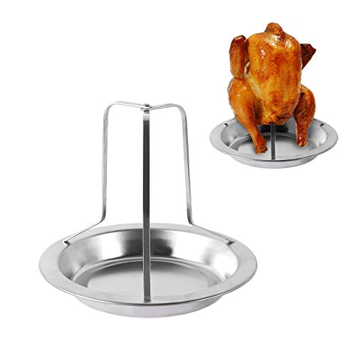 AIEVE Stainless Steel Chicken Roaster Rack Beer Can Chicken Rack Chicken Roasting Rack Roasting Pan with Rack Stand Holder Cooking Rack Chicken Rack with Pan for Grill Oven BBQ