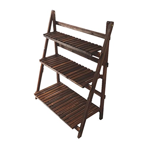 ETERLY Solid Wood Folding Three-Layer Pan Rack Ladder Indoor and Outdoor Garden Balcony Wood Frame