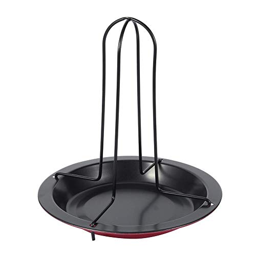 Furnoor Chicken Roaster Rack Folding Stainless Steel Vertical Roaster Chicken Holder with Drip Pan for Oven or Barbecue