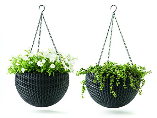 Keter Dia 138 In Round Plastic Resin Garden Plant Hanger Planters Decor Pots 2 Pc Brown