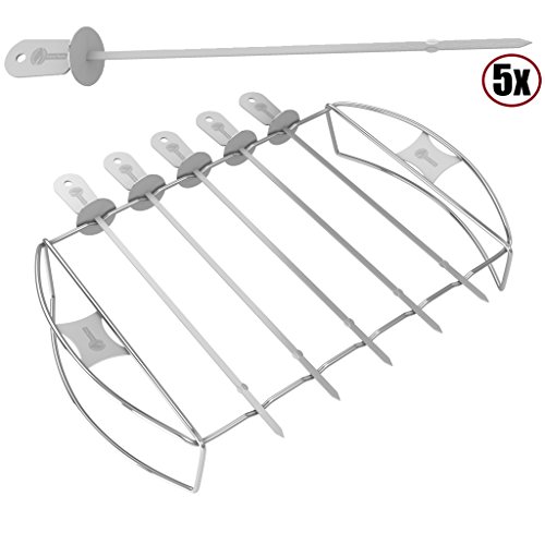 Barbecue Skewer Shish Kabob Set - Bbq Kebab Rack Maker For Meat & Vegetable - Portable Stainless Steel Kabab Stick