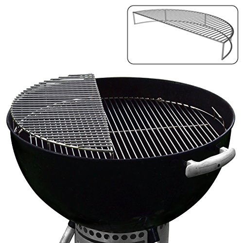 Stainless Steel Warming Rack And Grill Grate- For Use With 225 Inch Kettle- Charcoal Grilling Accessory