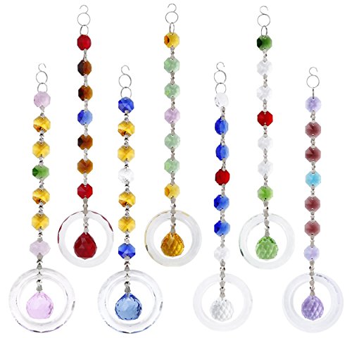Aiskaer 7pcs Beautiful Colorful Crystal Ball Pendant Chandelier Decor Hanging Ornaments