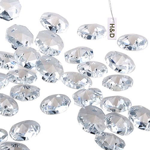 H&d 50pcs 18mm Clear Crystal 2 Hole Octagon Beads Glass Chandelier Prisms Lamp Hanging Parts