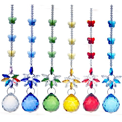 H&ampd 6pcs Crystal Ball Pendant Chandelier Decor Hanging Prism Suncatcher Butterfly Ornaments