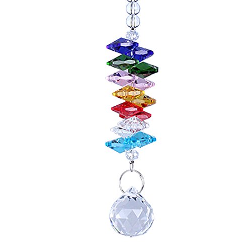 H&ampd Colorful Hanging Chandelier Crystals Ball Prisms Pendant Rainbow Octogon Chakra Suncatcher Fengshui Rearview