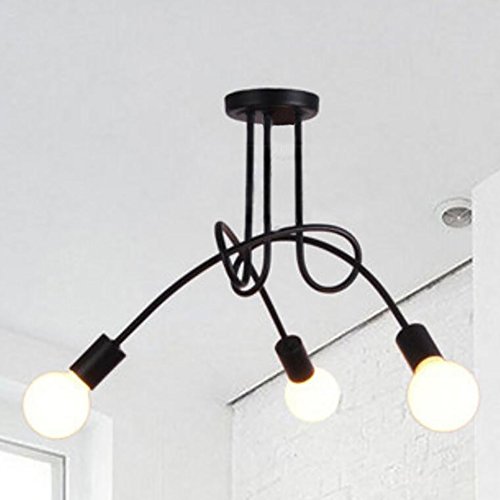 Winsoon 3 Heads Modern Pendant Lights Ceiling Lamp Hanging Chandelier Lighting Fixture Black