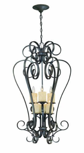 World Imports 5956-97 Stafford Spring Collection 6-Light Hanging Chandelier Dark Antique Bronze