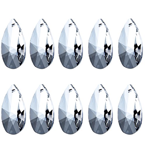 Yufeng 10pcs 38mm Clear Crystal Faceted Pear-shaped Hanging Drop Prisms Chandelier Pendants Lamp Decoration Parts