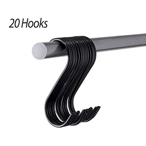 Graybunny Gb-6841 Premium Steel S-hook 35 Inch Black 20-pack S-hooks Utility Hooks For Hanging Pots Pans