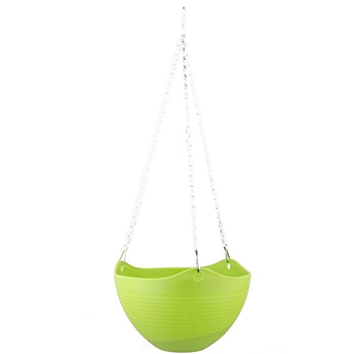 Hanging Flower Plant Pot Chain Plastic Planter Holder Indoor Outdoor Basket Gardening Garden Patio Home Decoration Green