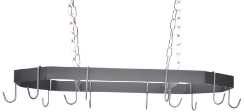 J&J Wire Hanging Pot and Pan Rack with Nickel Chain