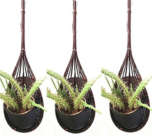 KDauz 3 Pcs Garden Decorative Bamboo Woven Hanging Flower Plant Pot