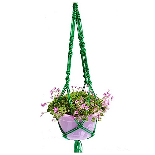 Plant Hanger Nylon Hanging Planter Holder Basket Jute 2 Leg 40 Inch Plant Hanger for Indoor Outdoor Round Square Pots Green