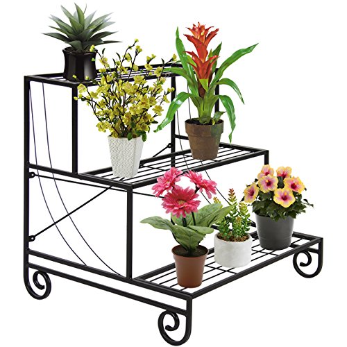Best Choice Products 3 Tier Metal Plant Stand Decorative Planter Holder Flower Pot Shelf Rack Black