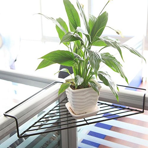 Chris-wang Iron Wire Outdoor Corner Plant Caddy Patio Railing Deck Shelf Holds Flower Pots And More Space-saving