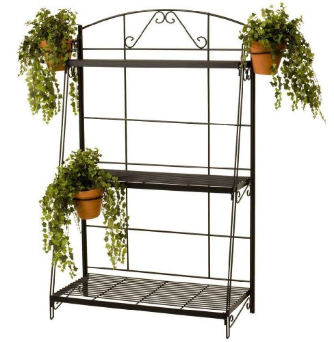 River North 3 Shelf Stand With 3 Pot Holder Rings - Black