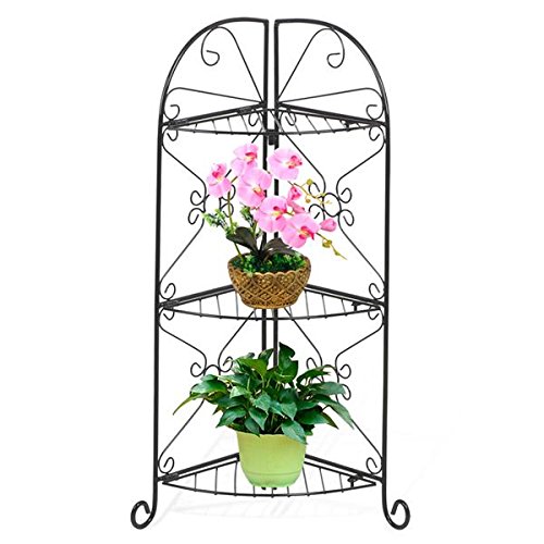 Yaheetech 3 Tier Metal Plant Stand Shelf Unit Decorative Flower Pot Shelf Rack Black