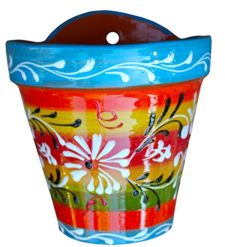 Wall Hanging Flower Pot spanish Rainbow - Hand Painted In Spain