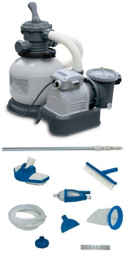 INTEX 2100 GPH Krystal Clear Sand Filter Pool Pump w Deluxe Maintenance Kit