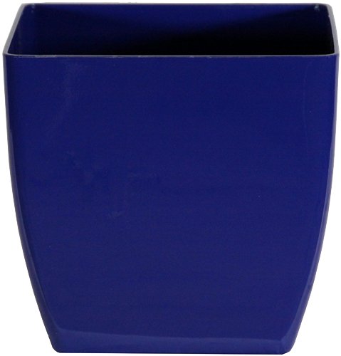 10&quot Tapered Square Office Planter  Decorative Indoor House Plant Pot - Plastic With Cobalt Blue Finish