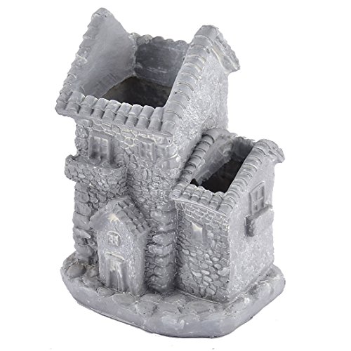 uxcell Resin House Shaped Home Garden Office Aloes Cactus Plant Flower Pot Light Gray