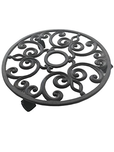 Comfy Hour 12 Cast Iron Delta Garden Plant Trolley Flowerpot Holder