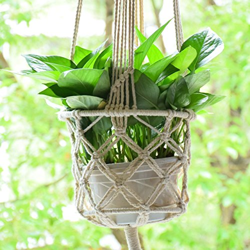 Indoor Outdoor Plant Pot Support Macrame Jute Hanging Plant Holders Plant Hanger Basket Hanging Planters Plant Hanging Flower Pot Holder 43 inch