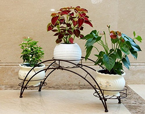 Plant RackAISHN Elegant Arch Design Black Metal Plant StandFlower Pots Shelf Unit Decorative Potted PlantGrow Stand Rack Organizer with 3 holdersBronze