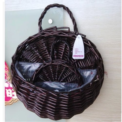 Auch 1pc Handmade Creative Useful Weave Wall Hanging Basket Vinewicker Wall Baskets Planter Flowers Pots Holder
