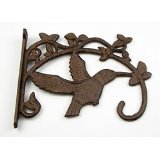 Large Cast Iron Wall Hook Hummingbird ~ Large Plant Holder Hanger Pot Brown