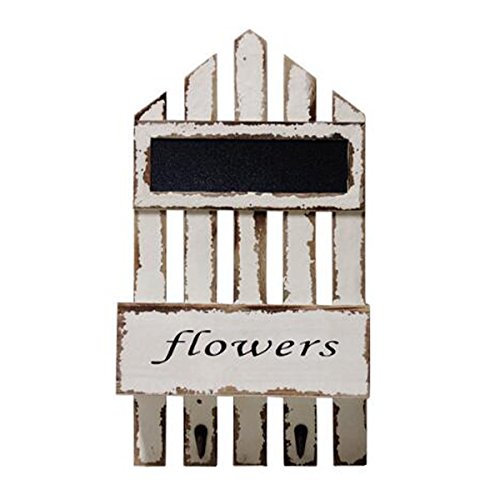 Retro Pastoral Wooden Wall Plant Pots Flower Rack Decorative Shelf Storage Basket with Small Blackboard
