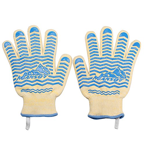 Mansov Silicone Heat Resistant Oven Grill Gloves Mitts For Bbq, Baking, Microwave, Potholders, Oven, Grilling,
