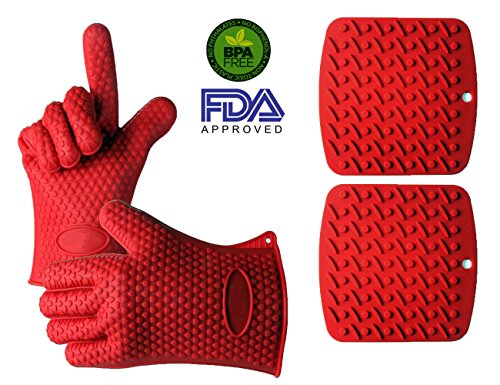 Vlight(tm)kitchen Heat Resistant Silicone Gloves,grilling Gloves, Oven Pot Holder Baking Bbq Cooking Mitts (gloves